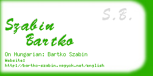 szabin bartko business card